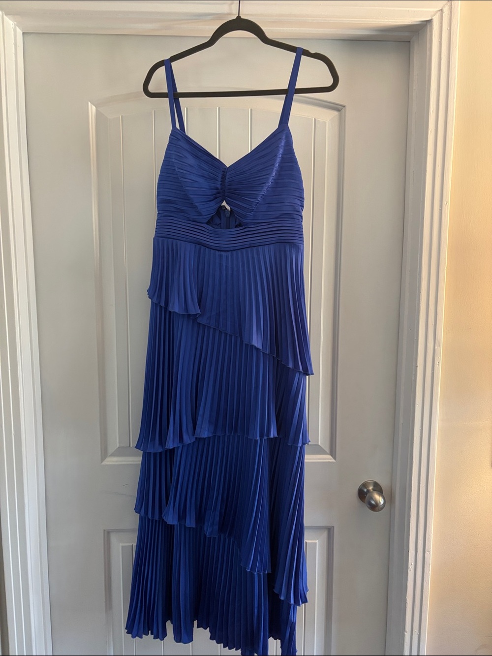 Abercrombie & Fitch Royal Blue Pleated Tiered Midi Dress